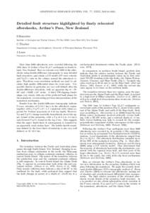 GEOPHYSICAL RESEARCH LETTERS, VOL. ???, XXXX, DOI:[removed]/,  Detailed fault structure highlighted by finely relocated aftershocks, Arthur’s Pass, New Zealand S.Bannister Institute of Geological and Nuclear Sciences, PO