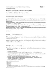 SCHWEIZERISCHE UNIVERSITÄTSKONFERENZ Generalsekretariat[removed]Reglement der Fachstelle für Hochschulbauten (FHB)