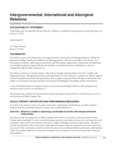 [removed]Intergovernmental, International and Aboriginal Relations Business Plan