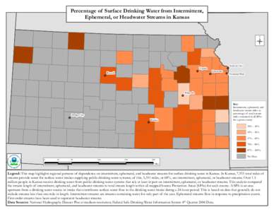 Percentage of Surface Drinking Water from Intermittent, Ephemeral or Headwater Streams in Kansas