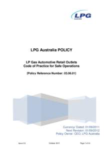 LP Gas Automotive Retail Outlets Code of Practice for Safe Operation