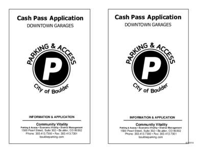 Cash Pass Application  Cash Pass Application DOWNTOWN GARAGES