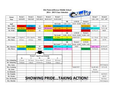 Elk Point-Jefferson Middle School[removed]Class Schedule Period Period 1