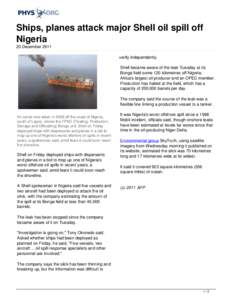 Ships, planes attack major Shell oil spill off Nigeria