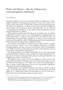 Weiler und Talheim – über die Anfänge einer württembergischen Adelsfamilie PETER WANNER