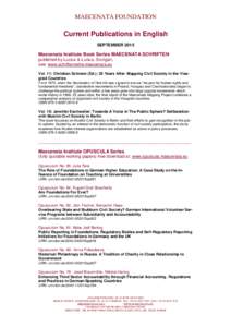 MAECENATA FOUNDATION  Current Publications in English SEPTEMBERMaecenata Institute Book Series MAECENATA SCHRIFTEN