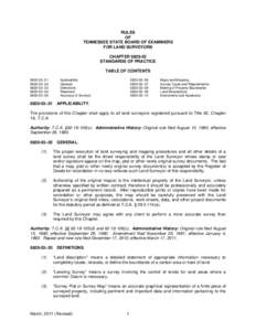 RULES OF TENNESSEE STATE BOARD OF EXAMINERS FOR LAND SURVEYORS CHAPTER[removed]STANDARDS OF PRACTICE