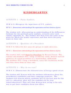 K-12 Debate Curriculum - Kindergarten