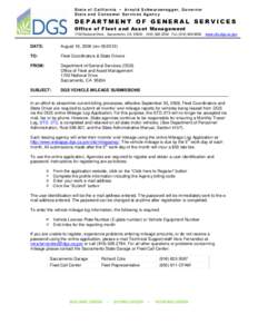 Sta t e of California • Ar nold Schw arz enegger, Go ve rno r Stat e a nd Cons um e r Se r vic e s Age nc y DEPARTMENT OF GENERAL SERVICES Offic e of Fleet and Asset Managem ent 1700 National Drive  Sacramento, CA 95