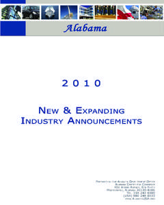2010 New & Expanding Industry Announcements County Summary NEW County Autauga