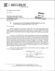 VIA FIRST CLASS U.S. MAIL June 1,2012 Re:  Termination of Securus Technologies, Inc. Billing and Collection Agreement