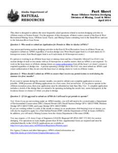 Fact Sheet  Nome Offshore Suction Dredging Division of Mining, Land & Water April 2014