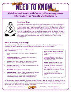 Children and Youth with Sensory Processing Issues Information for Parents and Caregivers Sensitive Stan