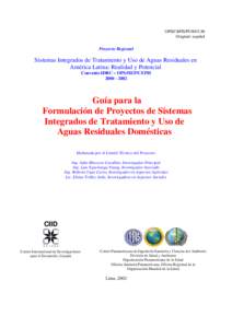 OPS/CEPIS/PUB[removed]Original: español Proyecto Regional  Sistemas Integrados de Tratamiento y Uso de Aguas Residuales en
