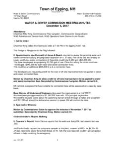 Town of Epping, NH Incorporated 1741 Water & Sewer Commissioners 157 Main Street Epping, NH 03042