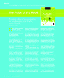 BOOKS Copyright Lighting&Sound America February 2010 http://www.lightingandsoundamerica.com/LSA.html The Rules of the Road The latest edition of a respected text covers all aspects of lighting for