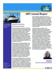 University-National Oceanographic Laboratory System[removed]Annual Report The latest addition to the UNOLS fleet,