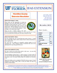 IFAS EXTENSION Hamilton County Extension Newsletter 1143 US Hwy. 41 NW Jasper, FL[removed]