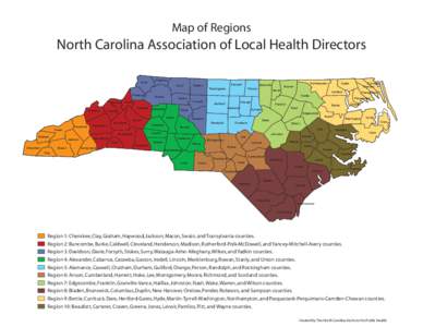 Map of Regions  North Carolina Association of Local Health Directors Ashe  Watauga