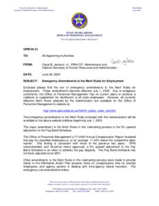 Labour relations / Organizational behavior / Minimum wage / Business law / Child labor in the United States / Fair Labor Standards Act / Overtime / Oklahoma Office of Personnel Management / Oklahoma Merit Protection Commission / Employment compensation / Human resource management / Management