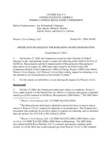 Weaver’s Cove Energy, LLC CP04[removed]