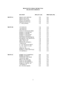 HIGH MOUNT SCHOOL DISTRICT #[removed]BUS SCHEDULE BUS STOP  PICK-UP (AM)