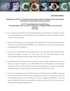 Development / International Telecommunication Union / Digital divide / Communication / World Summit on the Information Society / Information and communication technologies for development / Global Alliance for Information and Communication Technologies and Development / United Nations Economic and Social Council / E-Services / Technology / Computing / Information technology