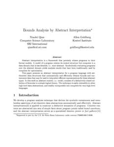 Bounds Analysis by Abstract Interpretation Xiaolei Qian Computer Science Laboratory SRI International 
