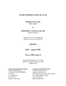 IN THE SUPREME COURT OF GUAM  PEOPLE OF GUAM Plaintiff-Appellee  vs.