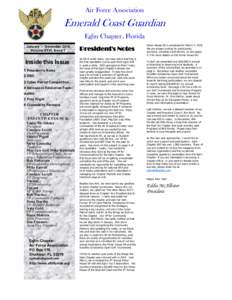 Air Force Association  Emerald Coast Guardian Eglin Chapter, Florida January — December 2014 Volume XXVI, Issue 1