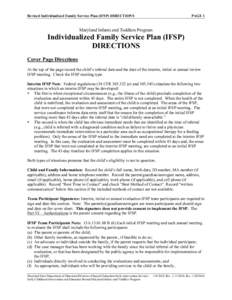 Revised Individualized Family Service Plan (IFSP) DIRECTIONS  PAGE 1 Maryland Infants and Toddlers Program