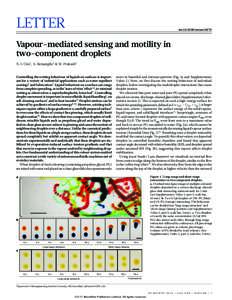 LETTER  doi:nature14272 Vapour-mediated sensing and motility in two-component droplets