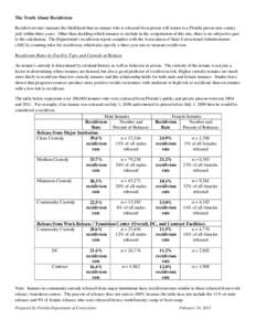 The Truth About Recidivism Recidivism rates measure the likelihood that an inmate who is released from prison will return to a Florida prison (not county jail) within three years. Other than deciding which inmates to inc