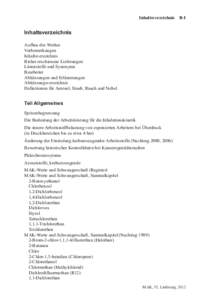 Inhaltsverzeichnis  B-I Inhaltsverzeichnis Aufbau des Werkes