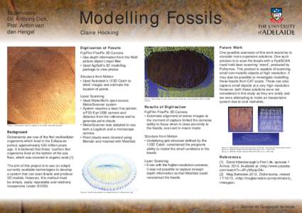 Supervisors: Dr. Anthony Dick, Prof. Anton van den Hengel  Modelling Fossils