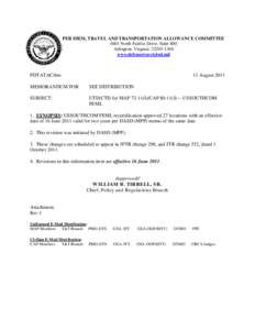 PER DIEM, TRAVEL AND TRANSPORTATION ALLOWANCE COMMITTEE 4601 North Fairfax Drive, Suite 800 Arlington, Virginia[removed]www.defensetravel.dod.mil  PDTATAC/hm