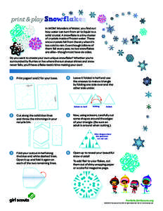 print & play Snowflakes In WOW! Wonders of Water, you find out how water can turn from air to liquid to a solid crystal. A snowflake is a tiny cluster of crystals made of frozen water. These snow crystals fall from the s