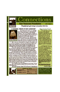 Connections East Tennessee Foundation 2011 Issue 3  Thoughtful giving for stronger communities, better lives