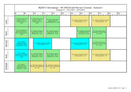 RQSI311 Informatique - M1 SIGLIS null Parcours Commun - Semestre1 Semaine8h 9h