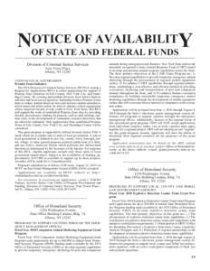 OTICE OF AVAILABILITY NOF STATE AND FEDERAL FUNDS Division of Criminal Justice Services Four Tower Place Albany, NY 12203