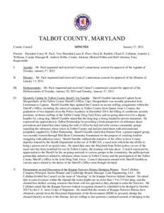TALBOT COUNTY, MARYLAND County Council MINUTES  January 27, 2015
