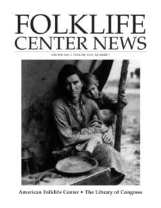 Folklife Center News - Winter[removed]Volume XXIV, Number 1