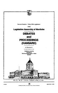 Second Session - Thirty-Fifth Legislature of the Legislative Assembly of Manitoba  DEBATES