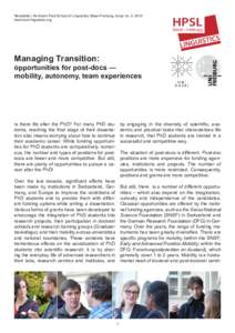 Newsletter, Hermann Paul School of Linguistics Basel-Freiburg, Issue no. 4, 2014 www.hpsl-linguistics.org Managing Transition:  opportunities for post-docs —