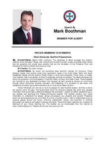 Hansard, 12 SeptemberSpeech By Mark Boothman MEMBER FOR ALBERT