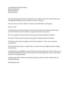 Central	
  Montcalm	
  Public	
  School	
   Board	
  of	
  Education	
   Meeting	
  Minutes	
   March	
  22,	
  2012	
   	
   	
  