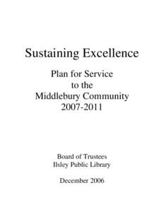 Sustaining Excellence Plan for Service to the