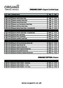 ORGANIC SOAP : Organic Certified Soaps V Code  Product Name