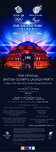 The Official British Olympic Launch Party Friday 11th May 2012 at the Royal Albert Hall