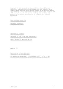 Copyright in this document is reserved to the State of Western Australia. Reproduction of this document (or part thereof, in any format) except with the prior written consent of the Attorney General is prohibited. Please